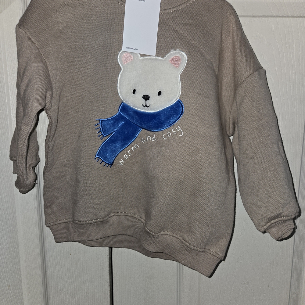 H&M Kids Sweater with Bear and Scarf Design